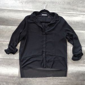 TAHARI Button Down Blouse with Mesh